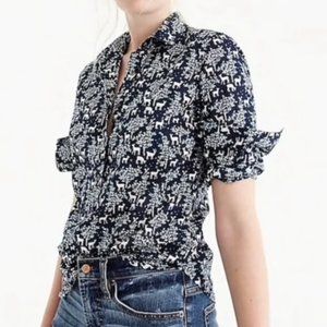 J. Crew Deer Print Popover in 100% Cotton